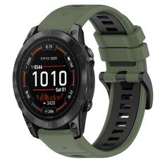 Per Garmin Epix Pro 42mm 20mm Cinturino sportivo in silicone bicolore (verde oliva + nero)