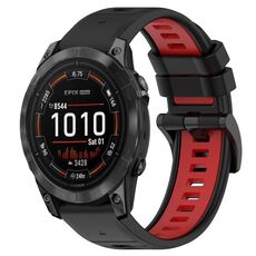 Per Garmin Epix Pro 42mm 20mm Cinturino sportivo in silicone bicolore (nero + rosso)
