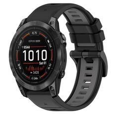 Per Garmin Epix Pro 42mm 20mm Cinturino sportivo in silicone bicolore (nero + grigio)
