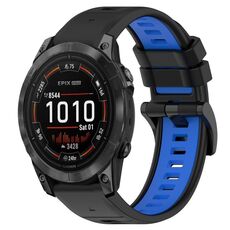 Per Garmin Epix Pro 42mm 20mm Cinturino sportivo in silicone bicolore (nero + blu)