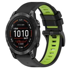 Per Garmin Epix Pro 42mm 20mm Cinturino sportivo in silicone bicolore (nero + verde lime)