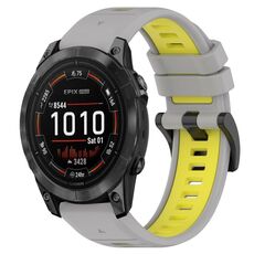 Per Garmin Epix Pro 42mm 20mm Cinturino sportivo in silicone bicolore (grigio + giallo)