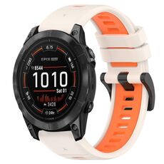 Per Garmin Epix Pro 42mm 20mm Cinturino sportivo in silicone bicolore (Starlight + Orange)