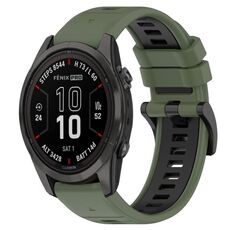Per Garmin Fenix 7S 20mm Cinturino sportivo in silicone bicolore (verde oliva + nero)
