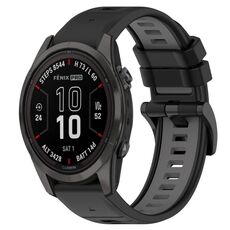 Per Garmin Fenix 7S 20mm Cinturino sportivo in silicone bicolore (nero + grigio)