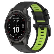 Per Garmin Fenix 7S 20mm Cinturino sportivo in silicone bicolore (nero + verde lime)