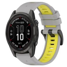Per Garmin Fenix 7S 20mm Cinturino sportivo in silicone bicolore (grigio + giallo)