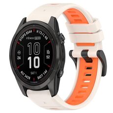 Per Garmin Fenix 7S 20mm Cinturino sportivo in silicone bicolore (Starlight + Orange)