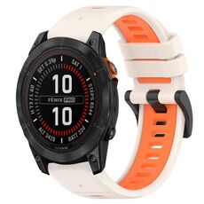 Per Garmin Fenix 7S Sapphire Solar 20mm Cinturino sportivo in silicone bicolore (Starlight + Orange)