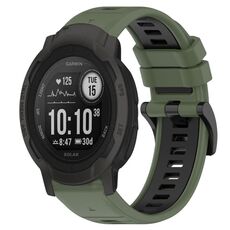 Per Garmin Instinct 2S 20mm Cinturino sportivo in silicone bicolore (verde oliva + nero)