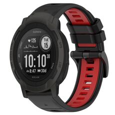 Per Garmin Instinct 2S 20mm Cinturino sportivo in silicone bicolore (nero + rosso)