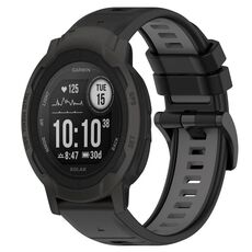 Per Garmin Instinct 2S 20mm Cinturino sportivo in silicone bicolore (nero + grigio)