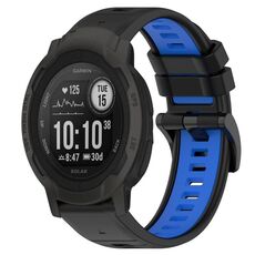 Per Garmin Instinct 2S 20mm Cinturino sportivo in silicone bicolore (nero + blu)