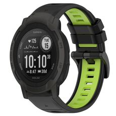 Per Garmin Instinct 2S 20mm Cinturino sportivo in silicone bicolore (nero + verde lime)