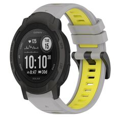 Per Garmin Instinct 2S 20mm Cinturino sportivo in silicone bicolore (grigio + giallo)