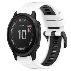Per Garmin Fenix 6S 20mm Cinturino sportivo in silicone bicolore (bianco + nero)