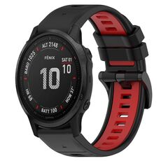 Per Garmin Fenix 6S 20mm Cinturino sportivo in silicone bicolore (nero + rosso)