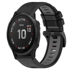 Per Garmin Fenix 6S 20mm Cinturino sportivo in silicone bicolore (nero + grigio)