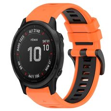 Per Garmin Fenix 6S Pro 20mm Cinturino sportivo in silicone bicolore (arancione + nero)