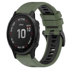 Per Garmin Fenix 6S Pro 20mm Cinturino sportivo in silicone bicolore (verde oliva + nero)