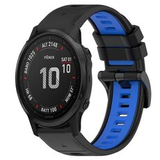 Per Garmin Fenix 6S Pro 20mm Cinturino sportivo in silicone bicolore (nero + blu)
