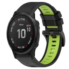 Per Garmin Fenix 6S Pro 20mm Cinturino sportivo in silicone bicolore (nero + verde lime)