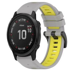Per Garmin Fenix 6S Pro 20mm Cinturino sportivo in silicone bicolore (grigio + giallo)