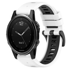 Per Garmin Fenix 5S 20mm Cinturino sportivo in silicone bicolore (bianco + nero)