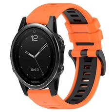 Per Garmin Fenix 5S 20mm Cinturino sportivo in silicone bicolore (arancione + nero)