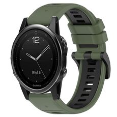 Per Garmin Fenix 5S 20mm Cinturino sportivo in silicone bicolore (verde oliva + nero)