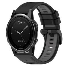 Per Garmin Fenix 5S 20mm Cinturino sportivo in silicone bicolore (nero + grigio)
