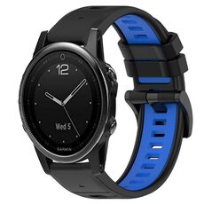 Per Garmin Fenix 5S 20mm Cinturino sportivo in silicone bicolore (nero + blu)