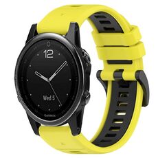 Per Garmin Fenix 5S 20mm Cinturino sportivo in silicone bicolore (giallo + nero)
