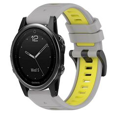 Per Garmin Fenix 5S 20mm Cinturino sportivo in silicone bicolore (grigio + giallo)