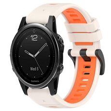 Per Garmin Fenix 5S 20mm Cinturino sportivo in silicone bicolore (Starlight + Orange)