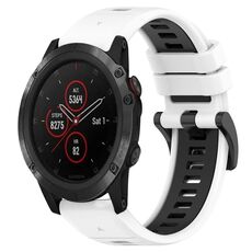 Per Garmin Fenix 5S Plus 20mm Cinturino sportivo in silicone bicolore (bianco + nero)