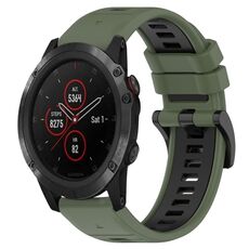 Per Garmin Fenix 5S Plus 20mm Cinturino sportivo in silicone bicolore (verde oliva + nero)