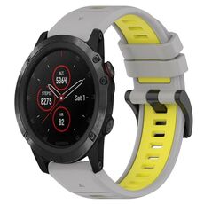 Per Garmin Fenix 5S Plus 20mm Cinturino sportivo in silicone bicolore (grigio + giallo)