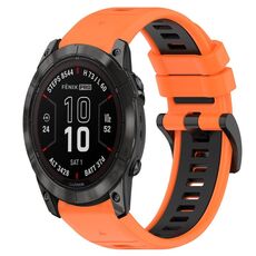 Per Garmin Fenix 7X Pro 51mm 26mm Cinturino sportivo in silicone bicolore (arancione + nero)