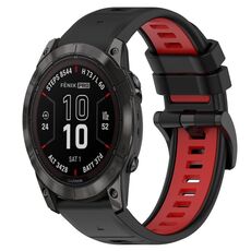 Per Garmin Fenix 7X Pro 51mm 26mm Cinturino sportivo in silicone bicolore (nero + rosso)