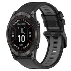 Per Garmin Fenix 7X Pro 51mm 26mm Cinturino sportivo in silicone bicolore (nero + grigio)