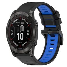 Per Garmin Fenix 7X Pro 51mm 26mm Cinturino sportivo in silicone bicolore (nero + blu)