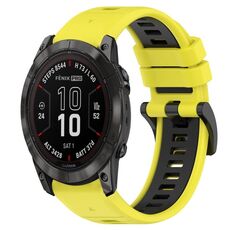 Per Garmin Fenix 7X Pro 51mm 26mm Cinturino sportivo in silicone bicolore (giallo + nero)