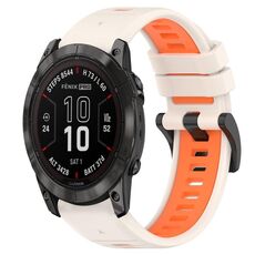 Per Garmin Fenix 7X Pro 51mm 26mm Cinturino sportivo in silicone bicolore (Starlight + Orange)