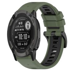 Per Garmin Instinct 2X Solar 26mm Cinturino sportivo in silicone bicolore (verde oliva + nero)