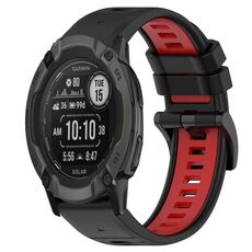 Per Garmin Instinct 2X Solar 26mm Cinturino sportivo in silicone bicolore (nero + rosso)
