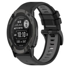 Per Garmin Instinct 2X Solar 26mm Cinturino sportivo in silicone bicolore (nero + grigio)