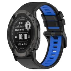Per Garmin Instinct 2X Solar 26mm Cinturino sportivo in silicone bicolore (nero + blu)