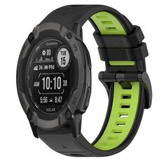 Per Garmin Instinct 2X Solar 26mm Cinturino sportivo in silicone bicolore (nero + verde lime)