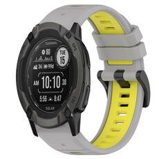 Per Garmin Instinct 2X Solar 26mm Cinturino sportivo in silicone bicolore (grigio + giallo)